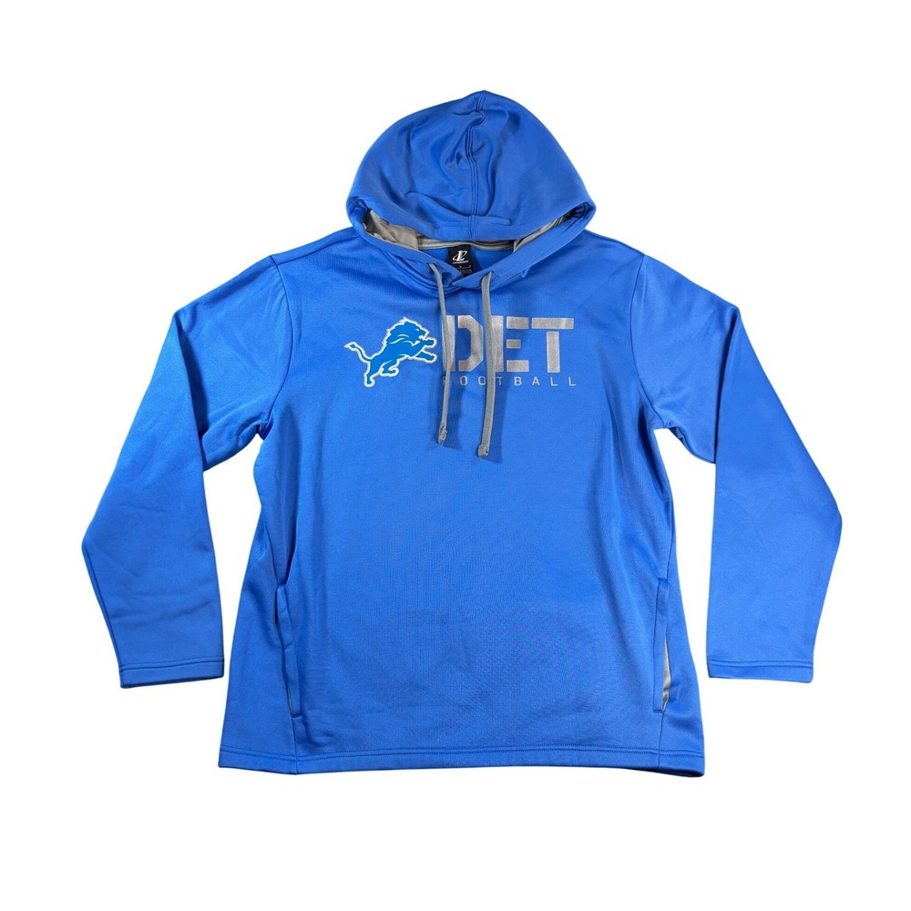 NFL Detroit Lions Hoodie Logo Athletic Blue Silver Mens Large T6965 NEW